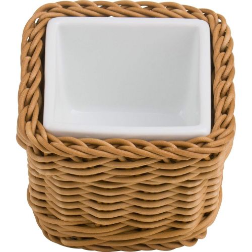  Besuchen Sie den Westmark-Store Saleen Koerbchen mit herausnehmbarer Porzellan-Schale, Gastrotauglich, Quadratisch, Masse: 9,5 x 9,5 x 7,5 cm, Kunststofffaser/Porzellan, Beige/Weiss, 02100804160