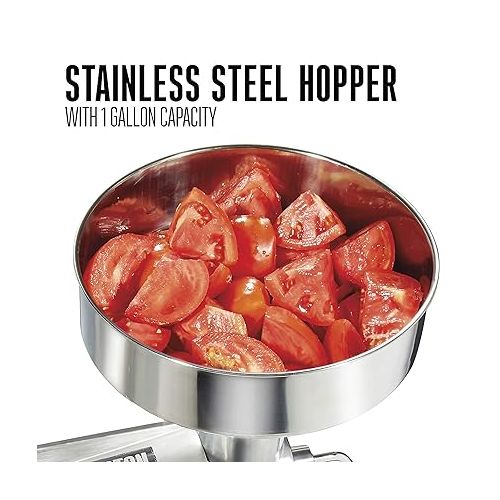  Weston Metal Tomato Strainer, 1 Gallon Hopper, Stainless Steel
