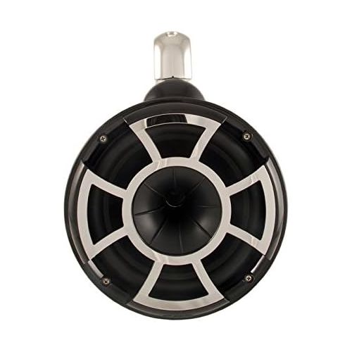  Wet Sounds REV10B-FC Fixed Clamp Tower Speakers with RGB LED Rings & RF-RGB-MCV2 RGB LED Controller - Black