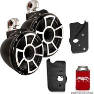 Wet Sounds for Malibu G3 Tower System REV10B-SC 10 Pair Black Swivel Mount Tower Speakers & Black Adapters