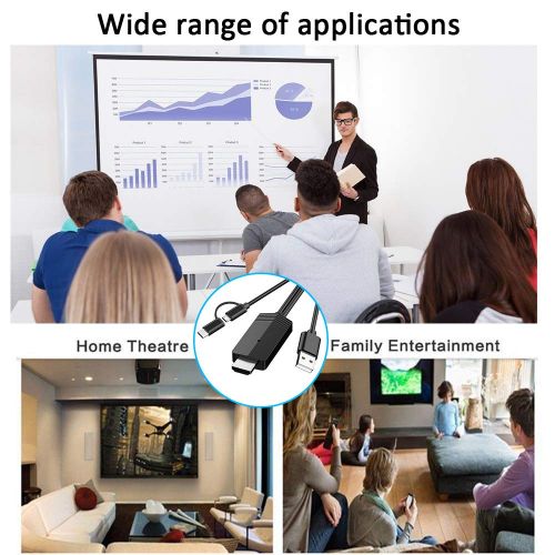  [아마존 핫딜]  [아마존핫딜]2-in-1 USB Type C/Micro USB to HDMI Cable 6.6ft, Weton MHL to HDMI Adapter 1080P HD HDTV Mirroring &Charging Cable, Digital AV Video Adapter for All Android Smartphones to TV/Proje