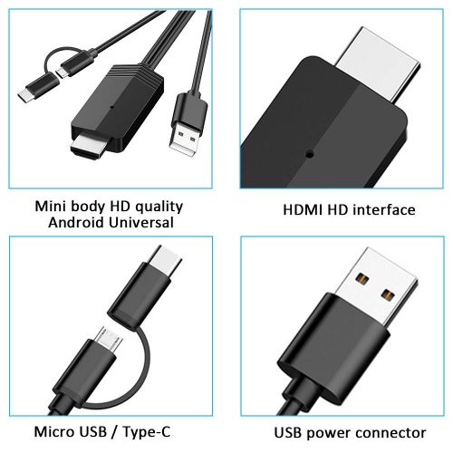  [아마존 핫딜]  [아마존핫딜]2-in-1 USB Type C/Micro USB to HDMI Cable 6.6ft, Weton MHL to HDMI Adapter 1080P HD HDTV Mirroring &Charging Cable, Digital AV Video Adapter for All Android Smartphones to TV/Proje