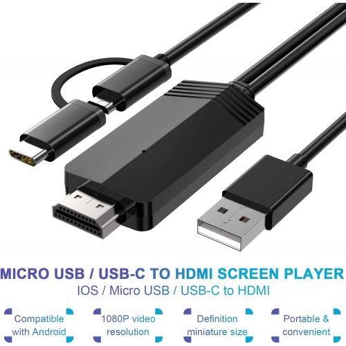  2-in-1 USB Type C Micro USB to HDMI Cable, Weton MHL to TV HDMI Adapter 1080P HD HDTV Mirroring & Charging Cable, Digital AV Video Adapter for Android Smartphone to TV Projector Mo