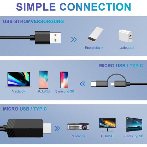  2-in-1 USB Type C Micro USB to HDMI Cable, Weton MHL to TV HDMI Adapter 1080P HD HDTV Mirroring & Charging Cable, Digital AV Video Adapter for Android Smartphone to TV Projector Mo