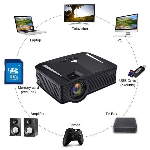  Wireless WiFi Projector,Weton 2200 Lumen Mini Movie Projector for Outdoor Home Portable LCD Video Projector 1080P, WiFi Directly Connect for Smartphones, 50,000 Hours Lamp Life,Sup