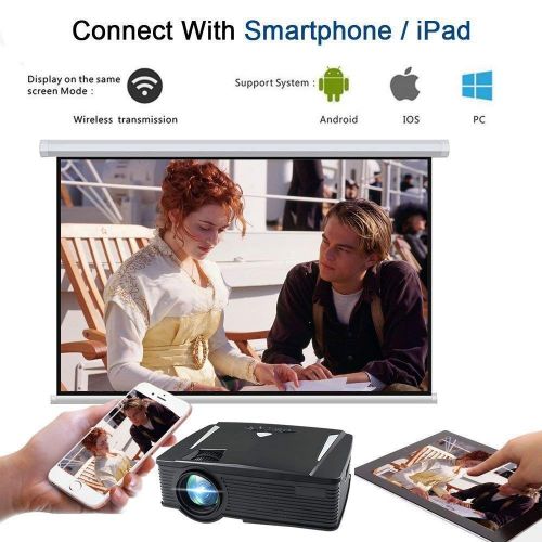  Wireless WiFi Projector,Weton 2200 Lumen Mini Movie Projector for Outdoor Home Portable LCD Video Projector 1080P, WiFi Directly Connect for Smartphones, 50,000 Hours Lamp Life,Sup