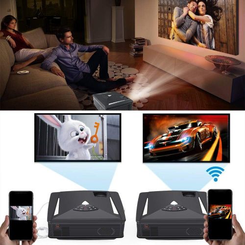  Wireless WiFi Projector,Weton 2200 Lumen Mini Movie Projector for Outdoor Home Portable LCD Video Projector 1080P, WiFi Directly Connect for Smartphones, 50,000 Hours Lamp Life,Sup