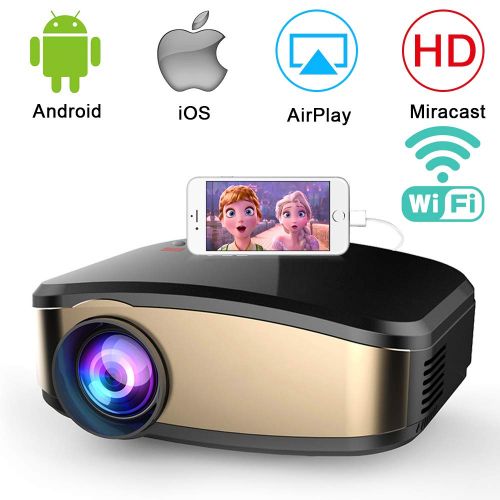  WiFi Video Projector, Weton 50% Brighter Wireless Movie Projector 1080P HD LED Portable Mini Projector Smartphone Home Theater Projectors (WiFi Directly Connect) Support HDMI USB V