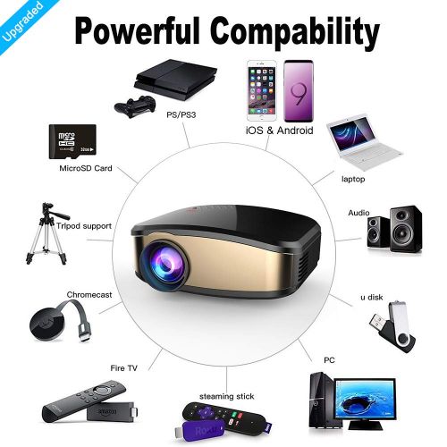  WiFi Video Projector, Weton 50% Brighter Wireless Movie Projector 1080P HD LED Portable Mini Projector Smartphone Home Theater Projectors (WiFi Directly Connect) Support HDMI USB V
