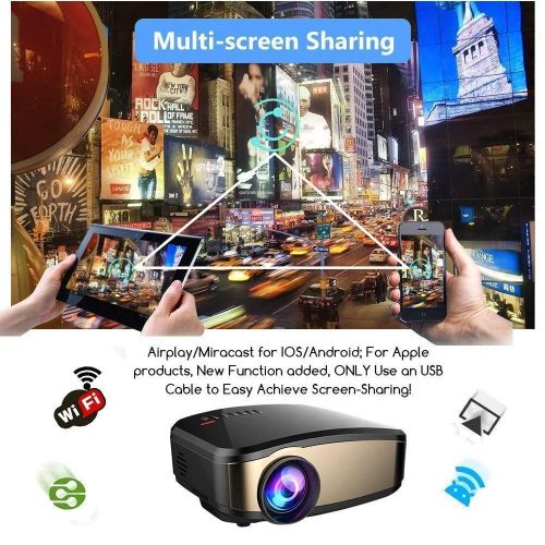  WiFi Video Projector, Weton 50% Brighter Wireless Movie Projector 1080P HD LED Portable Mini Projector Smartphone Home Theater Projectors (WiFi Directly Connect) Support HDMI USB V