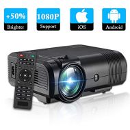 Video Projector 1080P Full HD, Weton +50% Lumens LCD Portable Home Theater Movie Projector Mini Projector Support HDMI,VGA,USB,AV,SD Input for Home Cinema TV, Laptop, Gaming, Smart