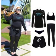 Wetsuit Add Fertilizer Womens Diving Suit Split Type 5 Piece Set of Large Size Long Sleeve Elastic Swimsuit Sunscreen Snorkeling Sailboat Swimming Canoe Female MUMUJIN (Size : 5XL)
