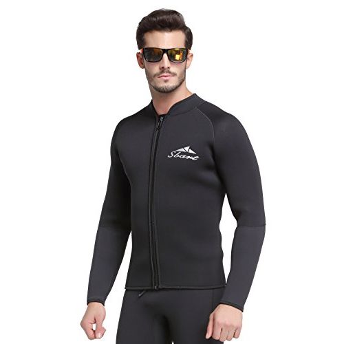  Wetsuit Top Keep Warm Men’s 5mm Wetsuits Jacket Long Sleeve Neoprene Zipper up for Dive Surf Kayak