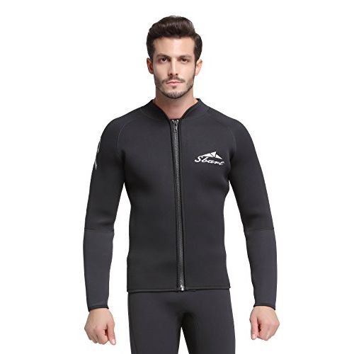  Wetsuit Top Keep Warm Men’s 5mm Wetsuits Jacket Long Sleeve Neoprene Zipper up for Dive Surf Kayak