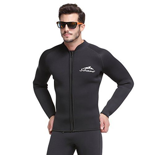  Wetsuit Top Keep Warm Men’s 5mm Wetsuits Jacket Long Sleeve Neoprene Zipper up for Dive Surf Kayak