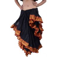 Wevez 25 Yard American Tribal Style Dance Cotton Tiered Flounce Maxi Full Skirt