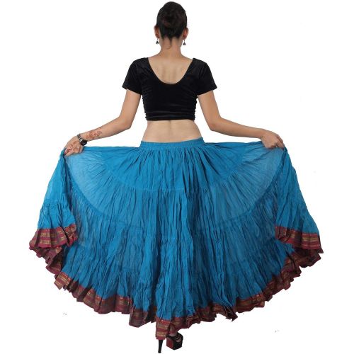  Wevez 25 Yard American Tribal Style Dance Cotton Tiered Flounce Maxi Full Skirt