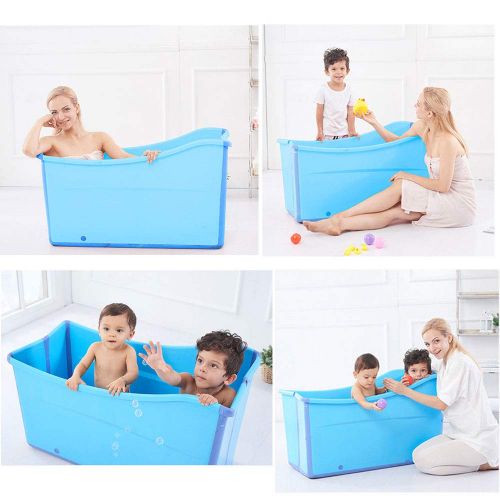  [아마존베스트]Weylan Tec Large Foldable Bath Tub Bathtub For Adult Children Baby Toddler Blue