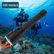 Whaitfire Professional Diving Flashlight, Magnetic Control Switch Submarine Light Safety Waterproof 100M Underwater Torch (for Outdoor Under Water Sports) with Super Bright 3000 Lu
