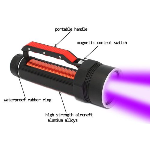  Whaitfire Professional Scuba Diving Lights Torch, 395nm UV Ultraviolet Light Diving Flashlight, Batteries and Charger Included