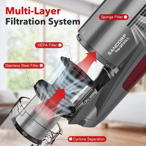  Cordless Vacuum Cleaner, whall 25kPa Suction 4 in 1 Foldable Cordless Stick Vacuum Cleaner, 280W Brushless Motor 55 Mins Runtime, Lightweight Handheld Vacuum for Home Hard Floor Ca