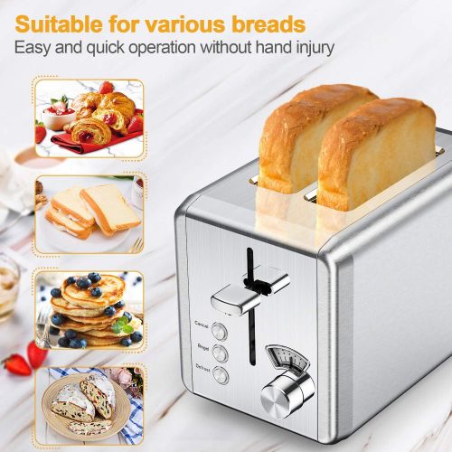  [아마존베스트]Toasters 2 Slice Best Rated Prime, whall Stainless Steel,Bagel Toaster - 6 Bread Shade Settings,Bagel/Defrost/Cancel Function,1.5in Wide Slots,Removable Crumb Tray,for Various Brea