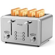 [아마존베스트]Toaster 4 Slice,whall Stainless Steel Extra Wide 4 Slots Toaster- Dual Independent Control Panels,6 Bread Shade Settings,Bagel/Defrost/Cancel Function,Removable Crumb Tray,Toast Ev