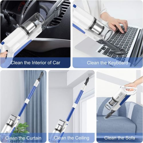  Cordless Vacuum Cleaner, whall 22Kpa Suction 250W Brushless Motor Cordless Stick Vacuum Cleaner, up to 53mins Runtime, 4 in 1 Lightweight Handheld Vacuum for Home Hard Floor Carpet