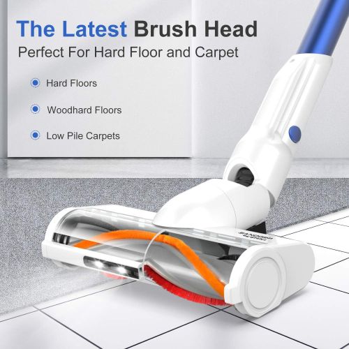  Cordless Vacuum Cleaner, whall 22Kpa Suction 250W Brushless Motor Cordless Stick Vacuum Cleaner, up to 53mins Runtime, 4 in 1 Lightweight Handheld Vacuum for Home Hard Floor Carpet