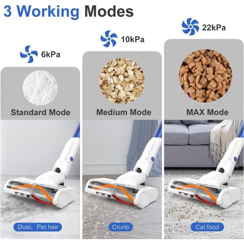  Cordless Vacuum Cleaner, whall 22Kpa Suction 250W Brushless Motor Cordless Stick Vacuum Cleaner, up to 53mins Runtime, 4 in 1 Lightweight Handheld Vacuum for Home Hard Floor Carpet