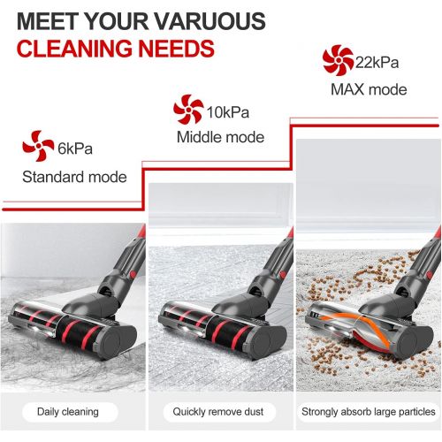  Cordless Vacuum Cleaner,Aucma by whall Cordless Stick Vacuum with 22Kpa Suction, 250W Motor 3 Working Mode up to 50mins Runtime,2200mAh Handheld 5 in 1 Lightweight Vacuum Cleaner f