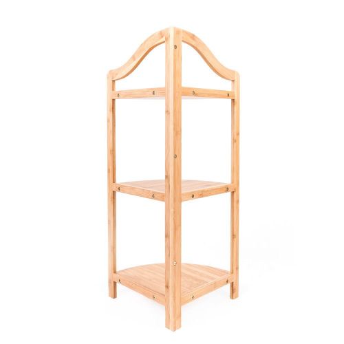  WhatElse2U 3 Tier Shelf Bamboo Corner Tower Rack Bathroom Storage Space Saving Bookcase