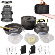 wheat Camping Cookware Camp Teapot Climbing Pot 16 Pcs Portable Outdoor Hiker Camping Cookware Set Suitable for 2-3 People Camping Hiking and Picnic Cooking with Storage Bag