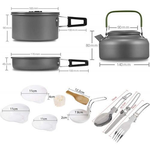  wheat Camping Cookware Camp Teapot Climbing Pot 16 Pcs Portable Outdoor Hiker Camping Cookware Set Suitable for 2-3 People Camping Hiking and Picnic Cooking with Storage Bag