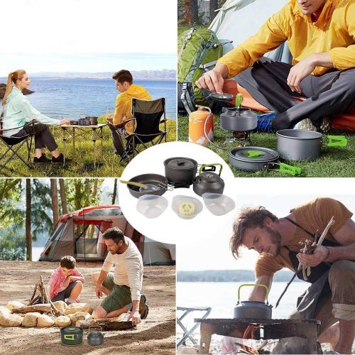  wheat Camping Cookware Camp Teapot Climbing Pot 16 Pcs Portable Outdoor Hiker Camping Cookware Set Suitable for 2-3 People Camping Hiking and Picnic Cooking with Storage Bag