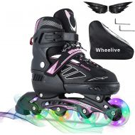Wheelive Adjustable Inline Skates for Kids and Adults, Beginner Roller Skates Performance Roller Blades Skates with Full Light Up Wheels Ideal for Youth Boys and Girls, Men and Wom