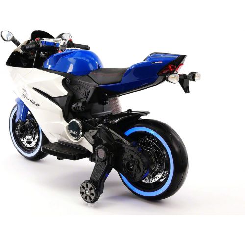  Moderno Kids 2018 Ducati Racer Style Kids Ride ON Motorcycle 12V Battery | 2 Wheel | Training Wheels | Blue