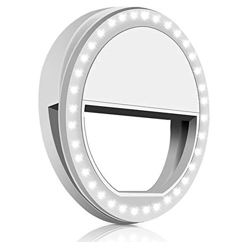  [아마존베스트]Whellen l184 Selfie Ring Light with 36 LED Bulbs, Flash Lamp Clip Ring Lights Fill-in Lighting Portable for Phone/Tablet/iPad/Laptop Camera - White