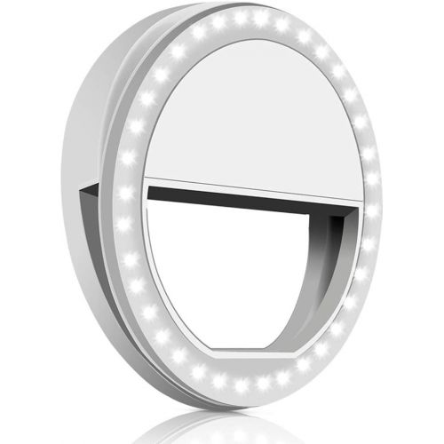  [아마존베스트]Whellen l184 Selfie Ring Light with 36 LED Bulbs, Flash Lamp Clip Ring Lights Fill-in Lighting Portable for Phone/Tablet/iPad/Laptop Camera - White