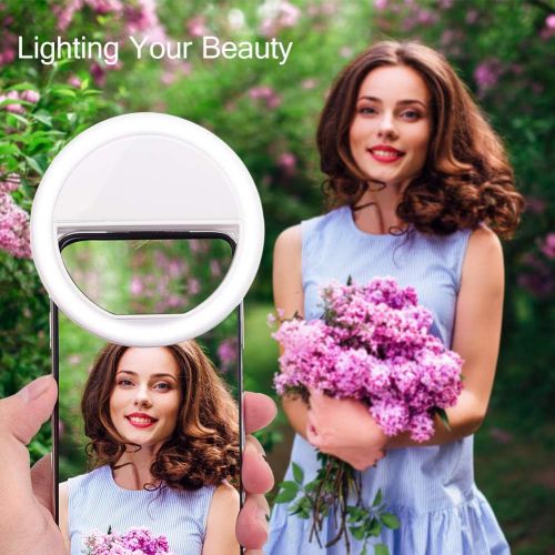  [아마존베스트]Whellen l184 Selfie Ring Light with 36 LED Bulbs, Flash Lamp Clip Ring Lights Fill-in Lighting Portable for Phone/Tablet/iPad/Laptop Camera - White