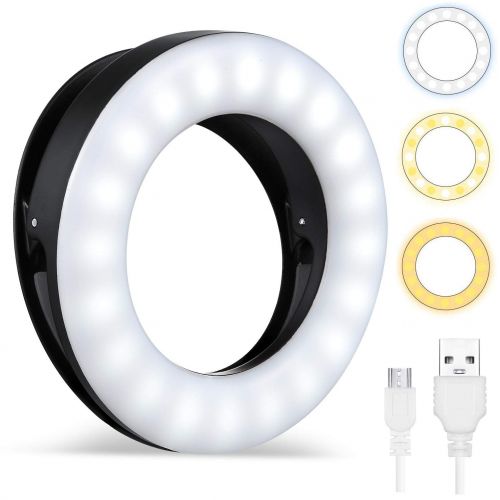  Whellen Selfie Light, Ring Light for Phone Laptop Tablets Camera Photography Video, Rechargeable LED Circle Light (Black)