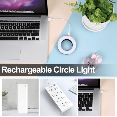  Whellen Selfie Light, Ring Light for Phone Laptop Tablets Camera Photography Video, Rechargeable LED Circle Light (Black)