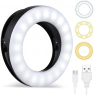 [아마존베스트]Whellen Selfie Ring Light for Phone Laptop Tablets Camera Photography Video, Rechargeable LED Clip On Light (Black)