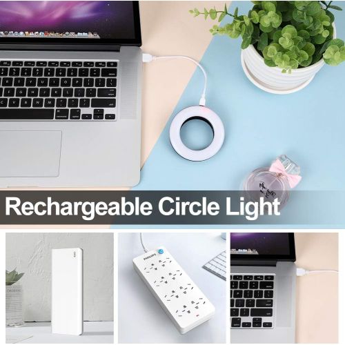  [아마존베스트]Whellen Selfie Ring Light for Phone Laptop Tablets Camera Photography Video, Rechargeable LED Clip On Light (Black)