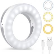 [아마존베스트]Whellen Selfie Ring Light for Phone Laptop Tablets Camera Photography Video, Rechargeable LED Clip On Light (White)