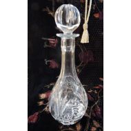 /WhimsicalThingsToo Vintage BLOCK Clear Crystal Liquor Decanter with Heavy Solid Crystal Stopper