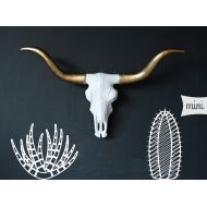 /WhimsicalWallsStudio Faux cow skull, small faux skull, faux taxidermy, southwestern decor, small longhorn, faux longhorn, animal skull, cow skull, home decor,