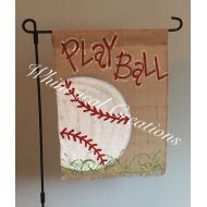 Whimzicalcreations Handpainted burlap garden flag ...Baseball