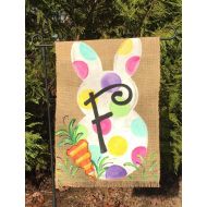 Whimzicalcreations Handpainted Burlap Garden Flag ...Easter Bunny Flag