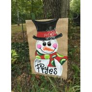 Whimzicalcreations Handpainted Burlap Garden Flag ...Whimzical Snowman